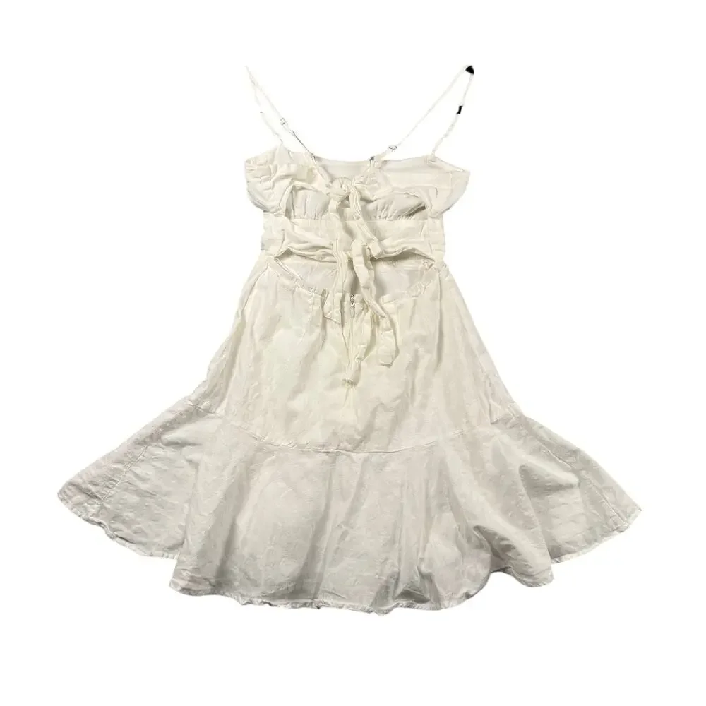 Lulus Days of Dreaming White Cotton Tie Back Mini Dress Bridal Sundress - XS